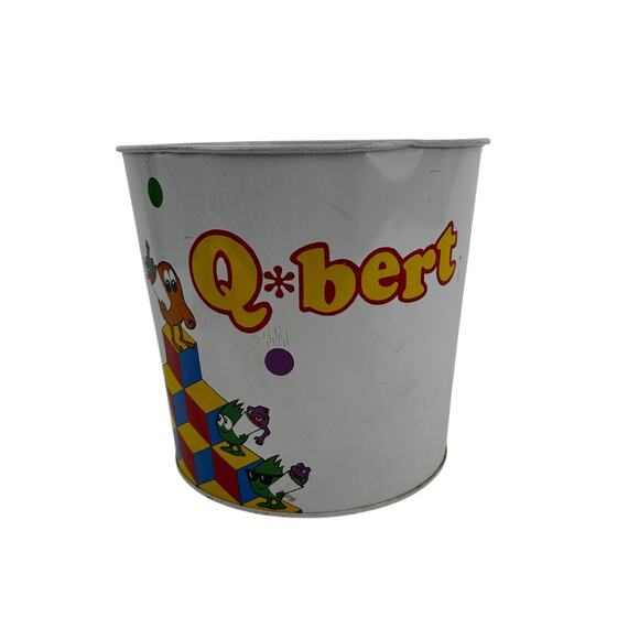 Vintage Q-Bert Trash Bin 1983 Has Upper Edge Dents As Is See Pics - Picture 2 of 9